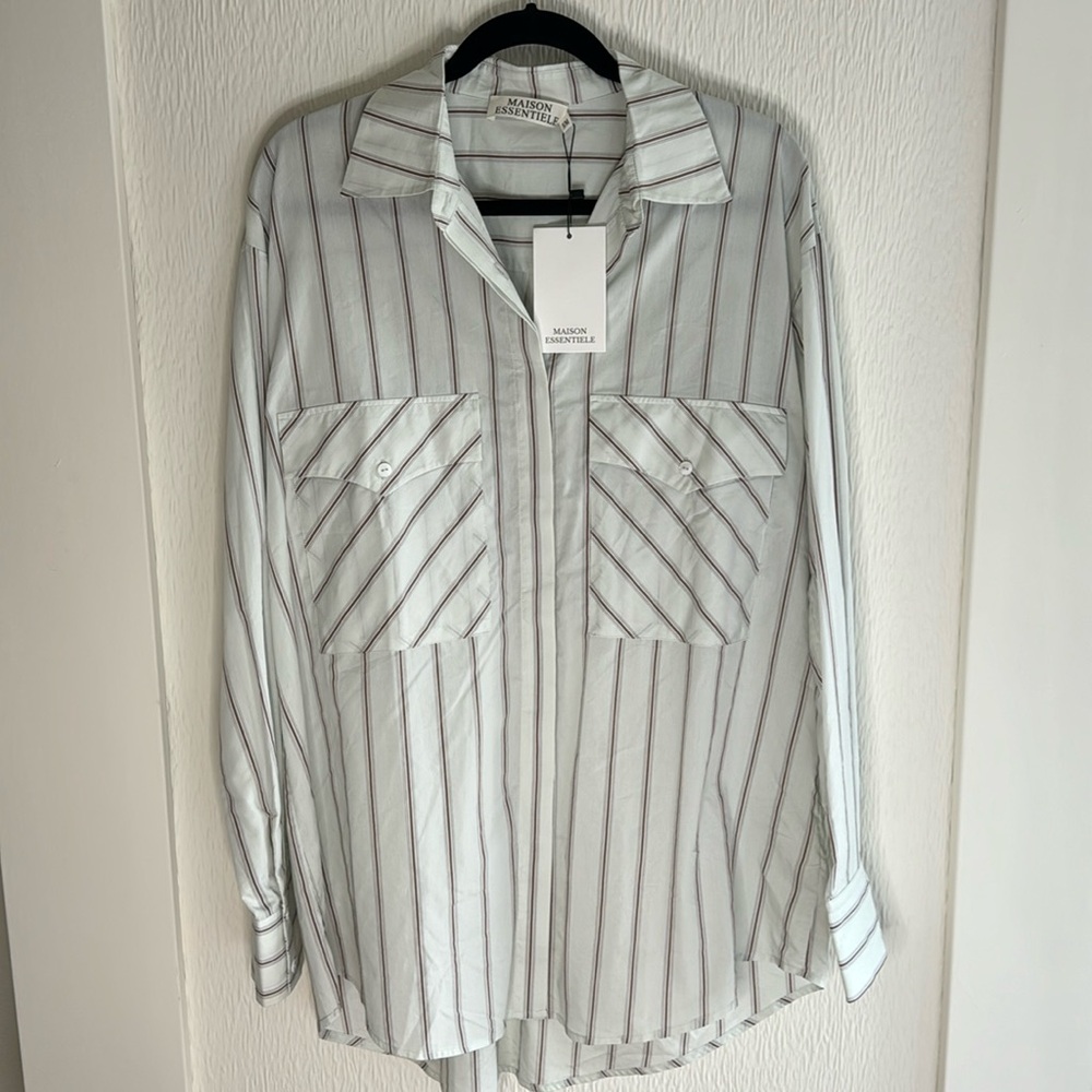 Maison Essentiele Oversized Striped Button Up